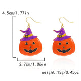 PUMPKIN SKULL BAT FUNNY HALLOWEEN EARRINGS_CWAJE2429