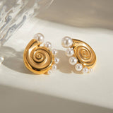 18K GOLD STAINLESS STEEL CONCH PEARL EARRINGS_CWASC1674