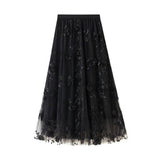 EMBROIDERED TULLE A LINE MAXI SKIRT PLUS SIZE_CWBMS0370