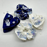 EMBROIDERED MARINE LIFE SQUARE SCARF HAIR TIE_CWAHA3691