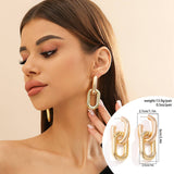 METAL WIND CIRCULAR RING THICK CHAIN EARRINGS_CWAJE1153