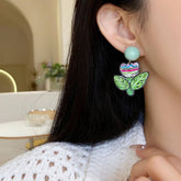 CONTRAST COLOR GRAFFITI FLOWER EARRINGS_CWAJE1638
