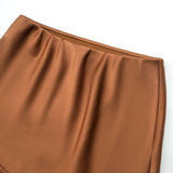 SATIN SKIRT HIGH WAIST ELASTIC SLIT LONG SKIRT_CWBSS0405