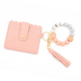 LEATHER CARD BAG TASSEL KEYCHAIN BRACELET_CWAJE0657