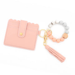 SILICONE BEAD WRISTLET WALLET WITH TASSEL_CWAB5002