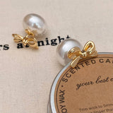 TEMPERAMENTAL AND HIGH END BOW PEARL EARRINGS_CWAJE2971