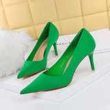SIMPLE SOLID COLOR SHALLOW POINTED TOE HIGH HEELS_CWSHH0064
