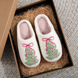 COZY CHRISTMAS BOW SLIPPERS NON SLIP HOME SHOES_CWSHF00216