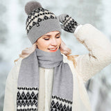 Winter Warm Jacquard Knitted Hat 3-Piece Set_Cwmm2794