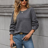 Solid Color Texture Sense Round Neck Hoodie