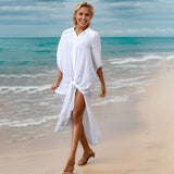 BAMBOO COTTON BEACH COVERUP SOLID COLOR BIKINISHIRT_CWMM6300