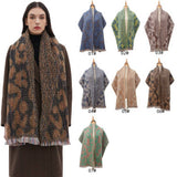 LEOPARD JACQUARD SCARF FRINGE WINTER WRAP_CWASC0872