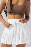 Womens High Waist Lace-Up Pleated Skirt