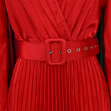 FASHIONABLE AND ELEGANT SOLID COLOR PLEATED DRESS_CWDMD3677