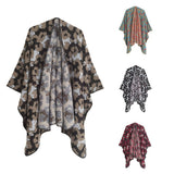 Vintage Grain Pattern Split Cloak Shawl