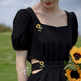Cwaje2575_Sunflower Diamond Anti-Exposure Pin Brooch