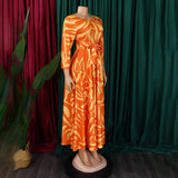 FASHIONABLE LACE UP PRINTED OVERSIZED DRESS_CWDMD3697