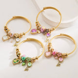 ALLOY COUPLE BRACELET WITH HEART KEY BEADS_CWMM8581