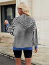Cwoco0879_Casual Contrast Stripe Hooded Zip-Up Sweatshirt