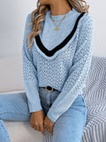 Wooden Ear Side Long Sleeve Hollow Sweater