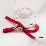 DELICATE HEART PEARL BOW HAIR TIE FOR WOMEN_CWAHA6237