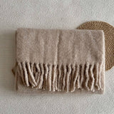 SOFT MERINO WOOL SOLID SCARF WHITE WINTER WRAP_CWASC2294