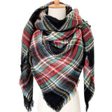 SOFT CHUNKY CHECKED GIANT SCARVES SHAWL CAPE_CWASC0107