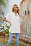 Solid Color V-Neck Short Sleeve Button Chiffon