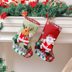 LINEN LARGE CHRISTMAS STOCKING GIFT BAG ORNAMENT_CWMS1432