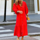 Stand Collar Single-Breasted Dress