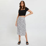 HIGH WAIST LEOPARD CHIFFON PRINT SLIT MIDI SKIRT_CWBSS0377