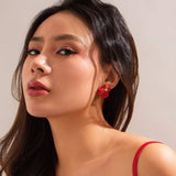 RED BOW EARRINGS MINIMALIST JEWELRY_CWAJE1137