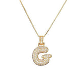 COPPER ZIRCONIA 26 LETTERS PENDANT NECKLACE_CWMM5866