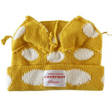 ADULT POLKA DOT FABRIC LABEL BEANIE KNITTED HAT_CWAH2052