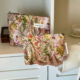 Color Block Floral Makeup Bag Travel Wash Pouch_Cuab00701