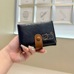 Cute Cat Embossed Mini Trifold Wallet With Snap_Cwab06228