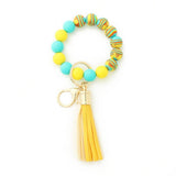 COLORFUL SILICONE BEAD BRACELET WITH WOOD KEYCHAIN_CWAB5108