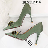 SHALLOW MOUTHED POINTED METAL BUCKLE HIGH HEELS_CWSHH0049