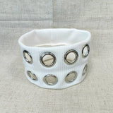 Wide Punk Fabric Headband With Metal Eyelets