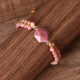 HEXAGONAL RHODONITE BRAIDED BRAIDED BRACELET_CWAJE3955
