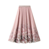FLORAL PRINT TULLE PLEATED MIDI SKIRT_CWBMS0406