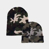 CAMOUFLAGE JACQUARD ROLLED BRIM BEANIE KNITTED HAT_CWAH2078