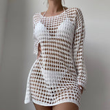 ROUND NECK LONG SLEEVE CUTOUT BIKINI COVER UP_CWMW0651