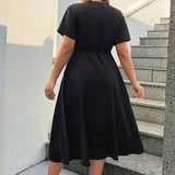 Split Solid Color Slim Fit Temperament Dress