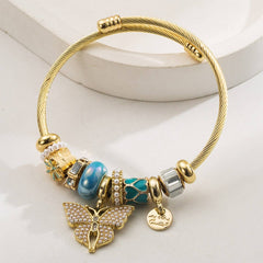 DIY STAINLESS STEEL BEADED BRACELET WITH BUTTERFLY_CWMM8572