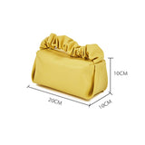 SIMPLE LEATHER PLEATED CLOUD MAKEUP BAG_CWAB1425