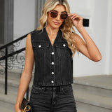Washed Slim-Fit Denim Vest Top