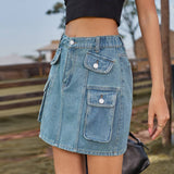 Washed Denim Skirt