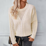 Solid Hollow-Out Pullover Vintage Kinky Knitwear