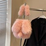 Winter Cute Cartoon Exquisite Rabbit Ears Plush Bag_Cwab3945